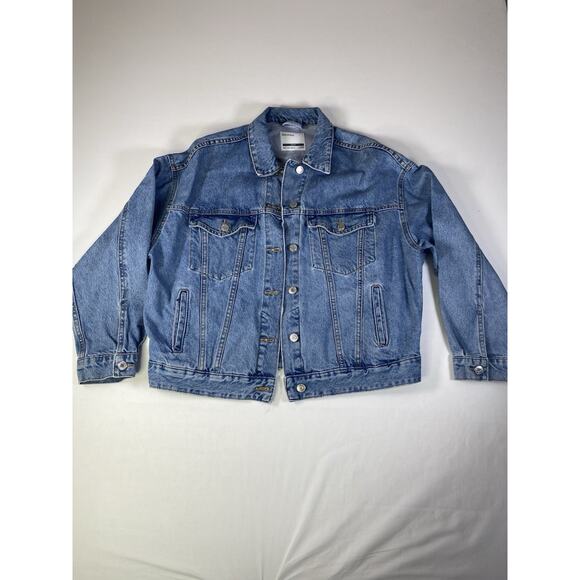 Ladies Bershka Denim Jean Jacket Mid Blue Size Small - Picture 1 of 13